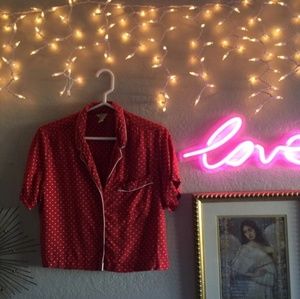 Red & White Polka-Dot Blouse